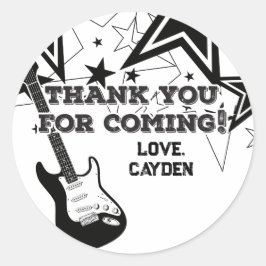 Rock Star Birthday Gitarre schwarz-weiße Sterne Runder Aufkleber