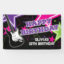Rock Star Birthday Gitarren Stars Pink Lila