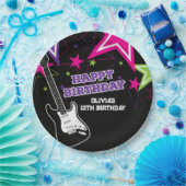 Rock Star Birthday Gitarren Stars Pink Lila Papier Pappteller (Party)