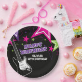 Rock Star Birthday Gitarren Stars Pink Lila Papier Pappteller (Party)