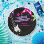 Rock Star Birthday Gitarren Stars Pink Lila Papier Pappteller (Party)