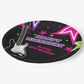 Rock Star Birthday Gitarren Stars Pink Lila Papier Pappteller (Schrägansicht)