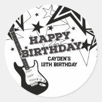 Rock Star Birthday Guitar Schwarz-weiß Stars