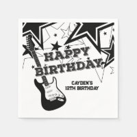 Rock Star Birthday Guitar Schwarz-weiß Stars