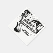 Rock Star Birthday Guitar Schwarz-weiß Stars Serviette (Ecke)