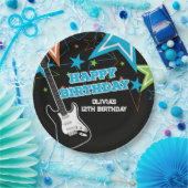 Rock Star Birthday Guitar Stars Blue Orange Pappteller (Party)