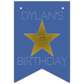 Rock Star Birthday Party Month Banner Blue Gold (Erste Fahne)
