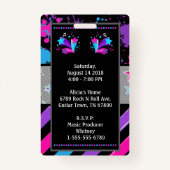 Rock star Birthday Party VIP Pass Einladung Abzeic Ausweis (Rückseite)