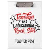 Rock Star Black Red Teacher Clipboards Klemmbrett (Vorderseite)