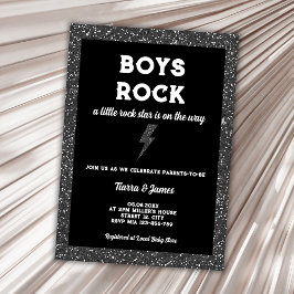 Rock Star Boy Baby Dusche Black Rock and Roll Einladung