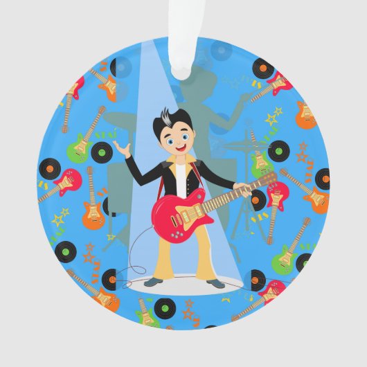 Rock Star Boy Geburtstagsparty Ornament (Vorderseite)