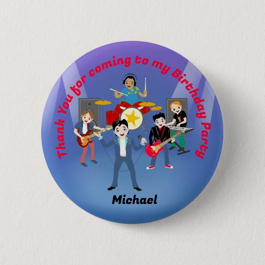 Rock Star Boys Band Geburtstagsparty Button (Vorderseite)