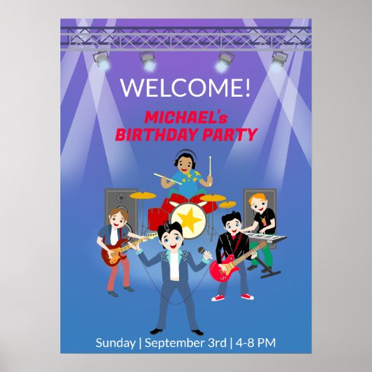 Rock Star Boys Band Geburtstagsparty Poster (Vorne)