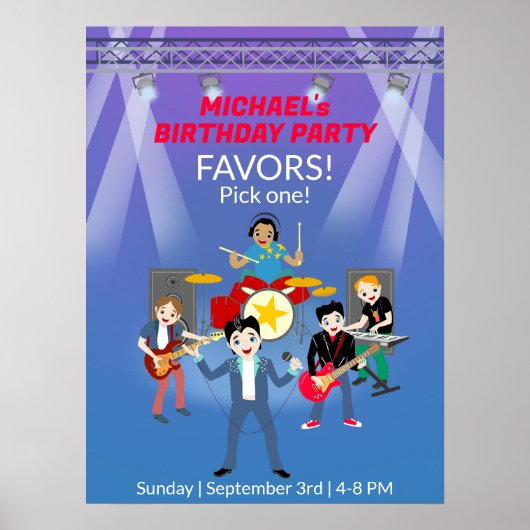 Rock Star Boys Band Geburtstagsparty Poster (Vorne)