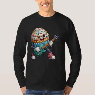 Rock Star Cupcake Cartoon Character Funny Guitar P T-Shirt