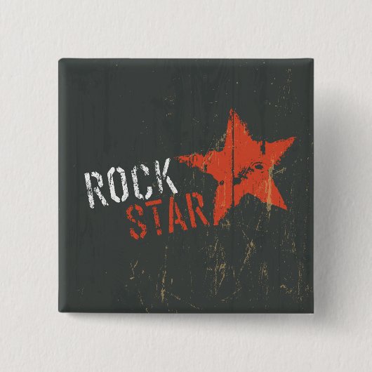 Rock Star Distressed Grunge Red Star Button (Vorderseite)