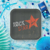 Rock Star Distressed Grunge Red Star Pappteller (Party)