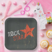 Rock Star Distressed Grunge Red Star Pappteller (Party)