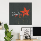 Rock Star Distressed Grunge Red Star Poster (Heimbüro)