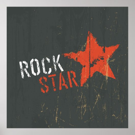 Rock Star Distressed Grunge Red Star Poster (Vorne)