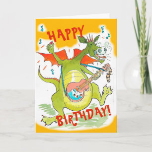 Rock Star Dragon Birthday Karte