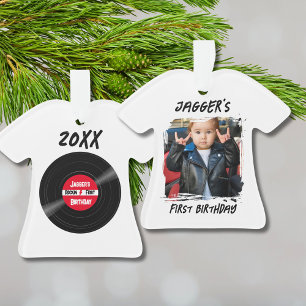 Rock Star First Birthday Record White T - Shirt Ornament