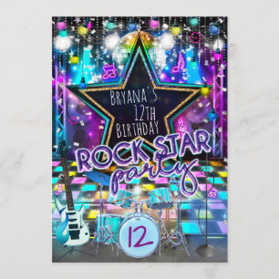ROCK STAR Geburtstagsmusikalische Party Einladung