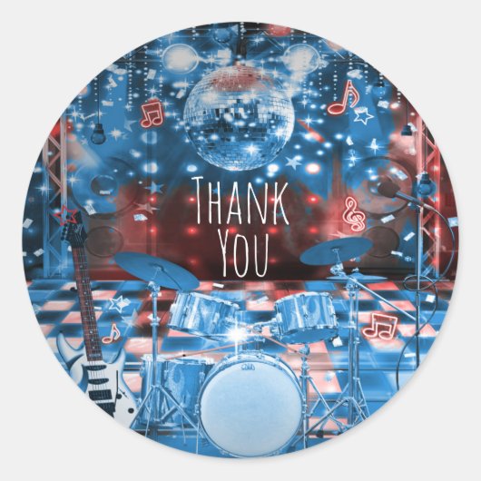 ROCK STAR Geburtstagsmusikalisches Gastgeschenk Runder Aufkleber (Vorderseite)