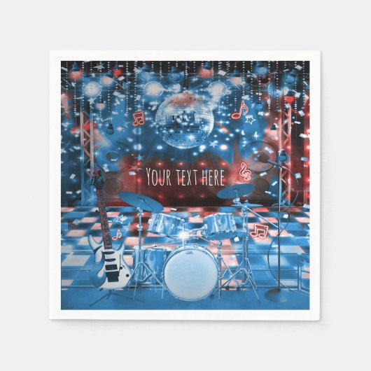 ROCK STAR Geburtstagsmusikalisches Party Serviette (Vorderseite)