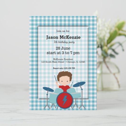 Rock Star Geburtstagsparty Einladung (Stehend Vorderseite)