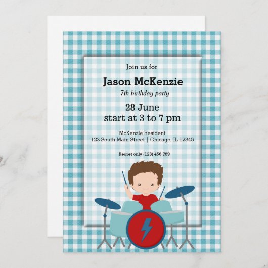 Rock Star Geburtstagsparty Einladung (Vorne/Hinten)