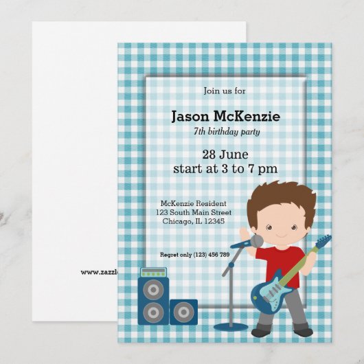 Rock Star Geburtstagsparty Einladung (Vorne/Hinten)