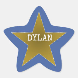 Rock Star Geburtstagsparty Name Stickers Blue Gold