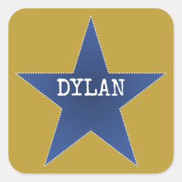 Rock Star Geburtstagsparty Name Stickers Blue Gold