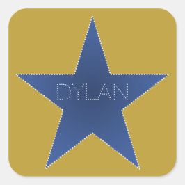 Rock Star Geburtstagsparty Name Stickers Blue Gold