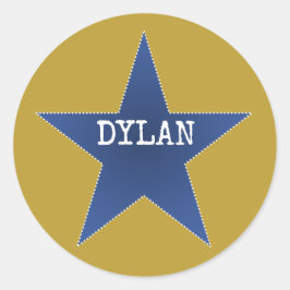 Rock Star Geburtstagsparty Name Stickers Blue Gold