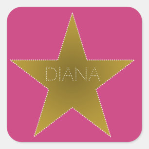Rock Star Geburtstagsparty Name Stickers Pink Gold