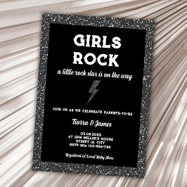 Rock Star Girl Baby Dusche Black Rock and Roll Einladung