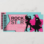Rock Star Girl Band Einladung (Vorne/Hinten)