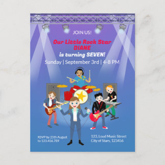 Rock Star Girl Band Geburtstagsparty Postkarte
