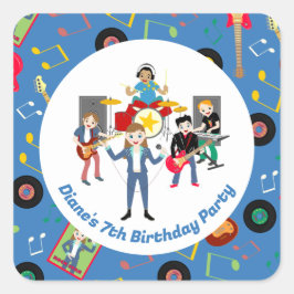 Rock Star Girl Band Geburtstagsparty Quadratischer Aufkleber