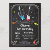 Rock Star Gitarre Birthday Invitation Music Boy
