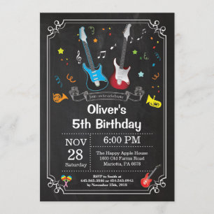 Rock Star Gitarre Birthday Invitation Music Boy Einladung