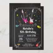 Rock Star Gitarre Birthday Invitation Music Girl Einladung (Vorne/Hinten)