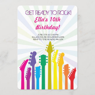 Rock Star Gitarre Geburtstagsparty Einladungen