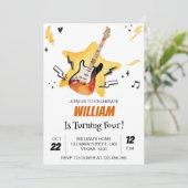 Rock Star Gitarre Rock and Roll Birthday Einladung (Stehend Vorderseite)