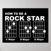 Rock Star Gitarren Akkorde Funny Print Poster Spaß (Vorne)