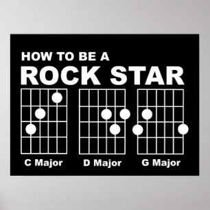 Rock Star Gitarren Akkorde Funny Print Poster Spaß