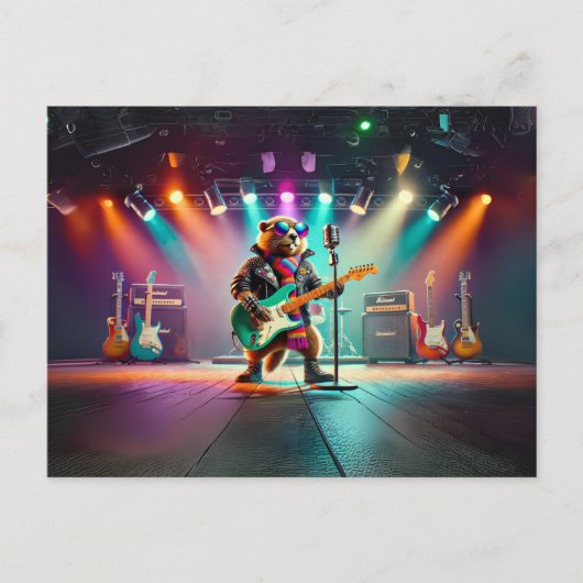 Rock Star Groundhog Postkarte (Vorderseite)