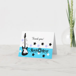 Rock Star Guitar *Blue* Thank you Note Card size Dankeskarte